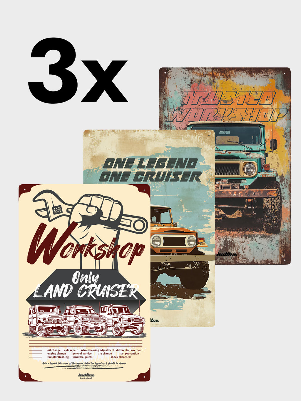 3x Metallschild LAND CRUISER - Bundle
