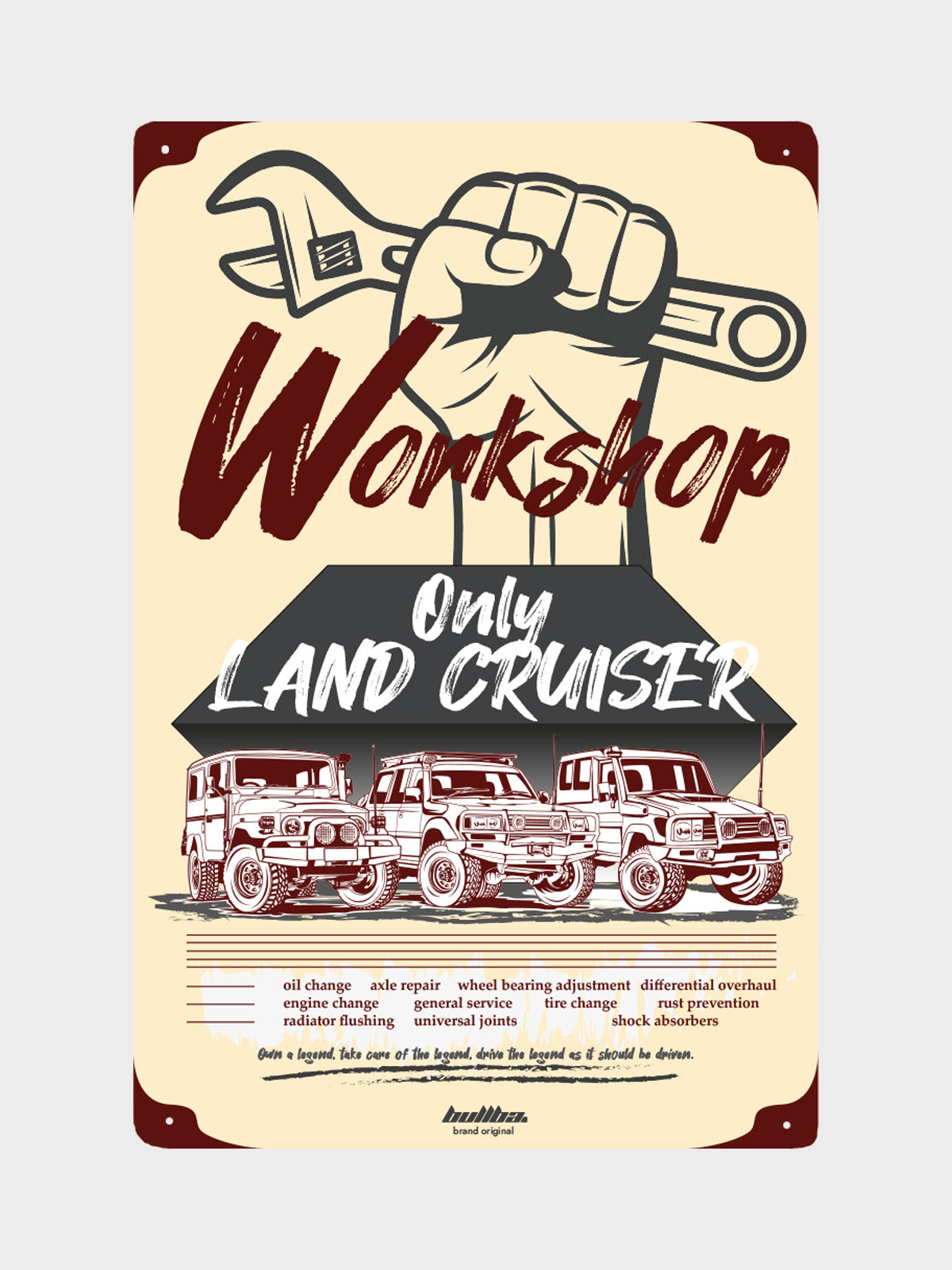 Metallschild - LAND CRUISER WORKSHOP